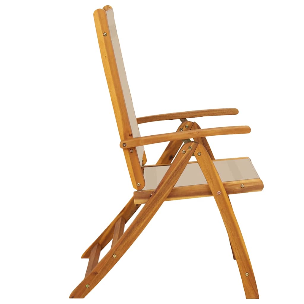 Krzesła ogrodowe składane szt. lite drewno akacjowe i tekstylen - szaro-brązowe, 6 szt. - number 6.