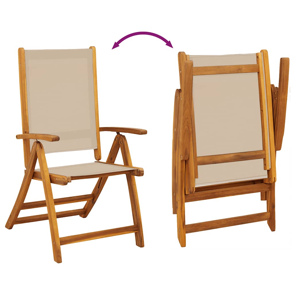 Krzesła ogrodowe składane szt. lite drewno akacjowe i tekstylen - szaro-brązowe, 6 szt. - number 8.