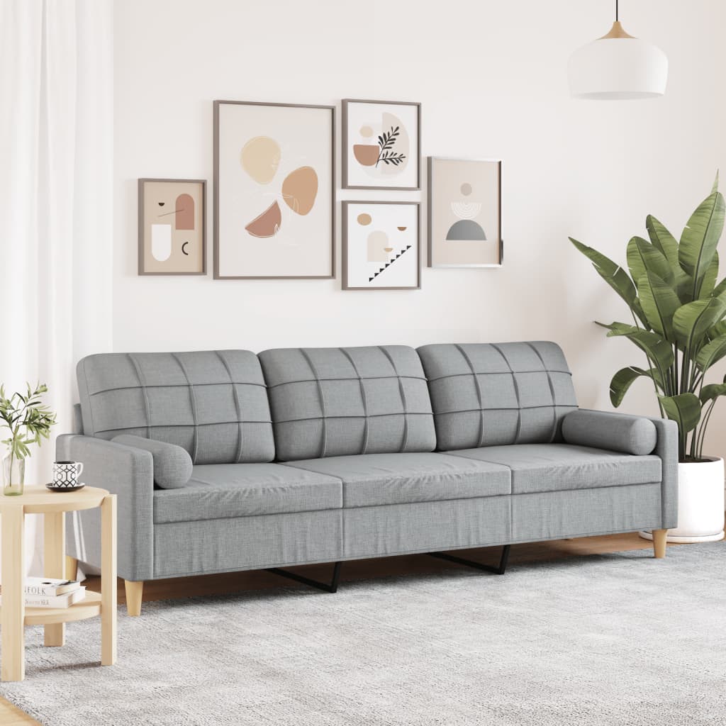 3 -person sofa med puter stoff - lysegrå, 210 cm - number 1.