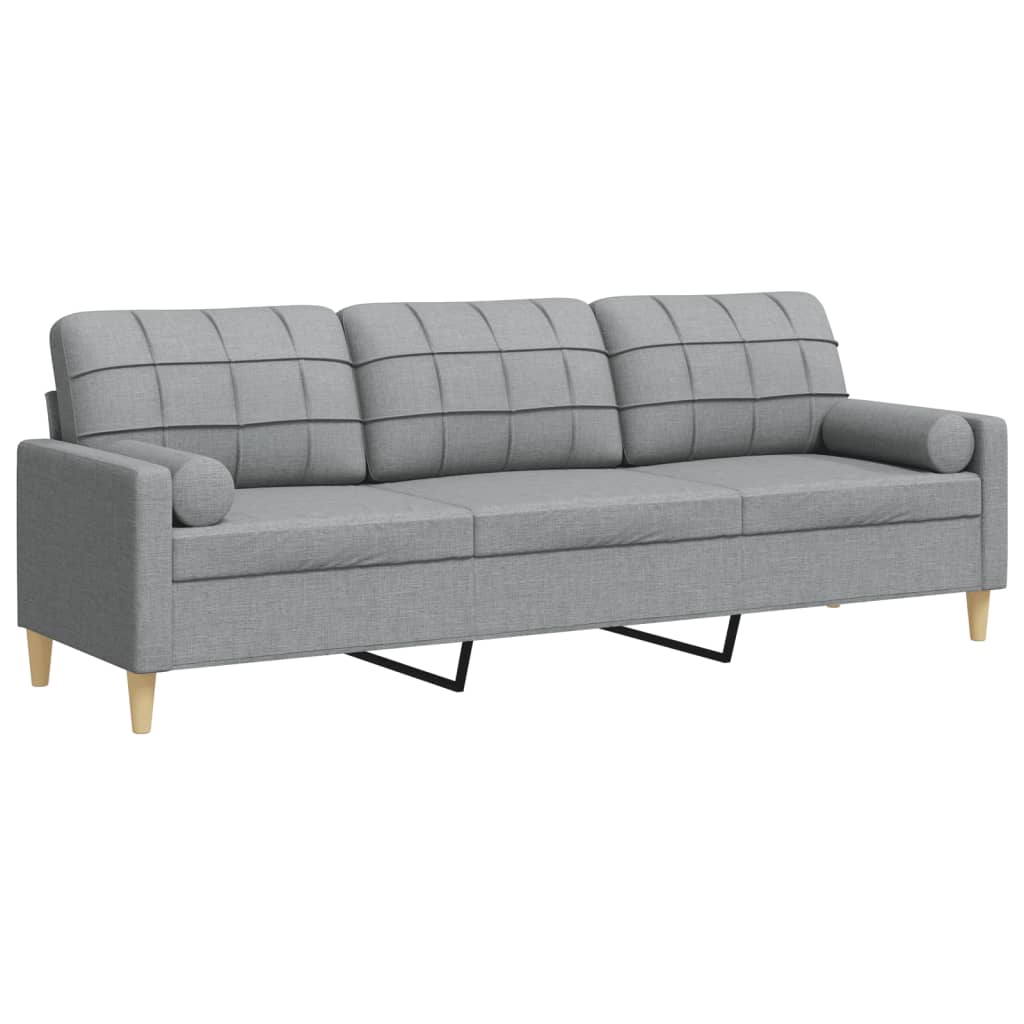 3 -person sofa med puter stoff - lysegrå, 210 cm - number 2.