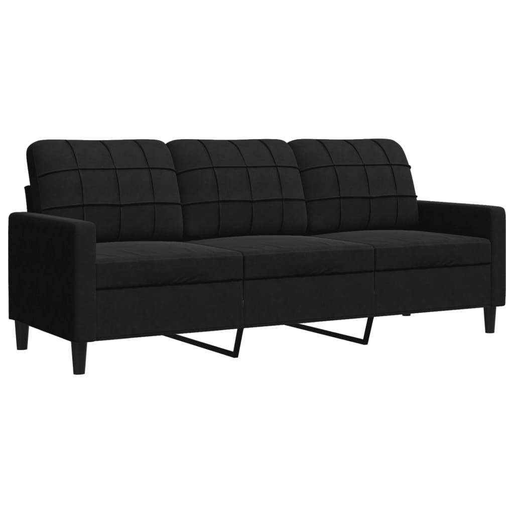 Sofasæt 4 dele med hynder velour - sort, med fodskammel - number 4.