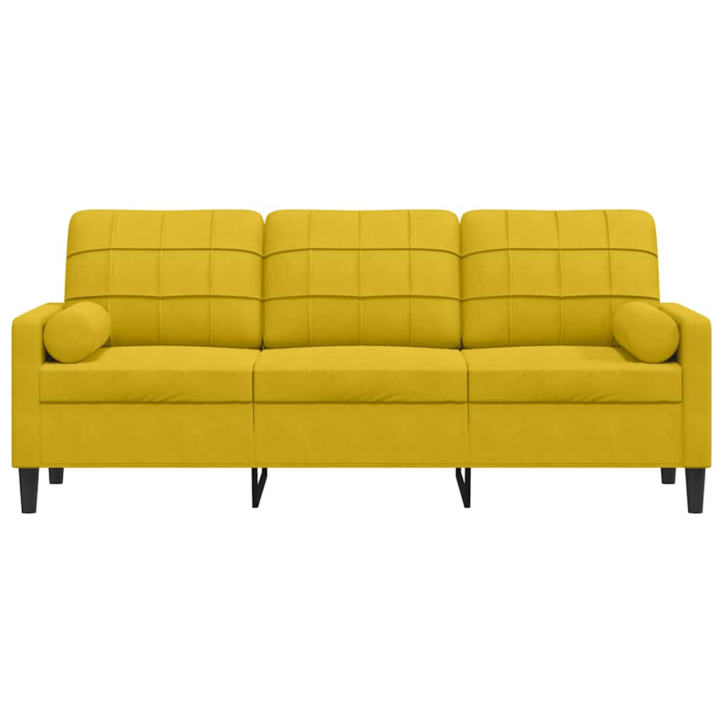 Sofa za 3 osobe s ukrasnim jastucima velur - žuta, 180 cm - number 3.