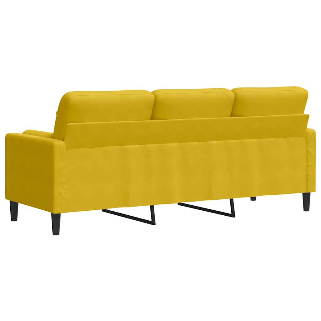 Sofa za 3 osobe s ukrasnim jastucima velur - žuta, 180 cm - number 5.