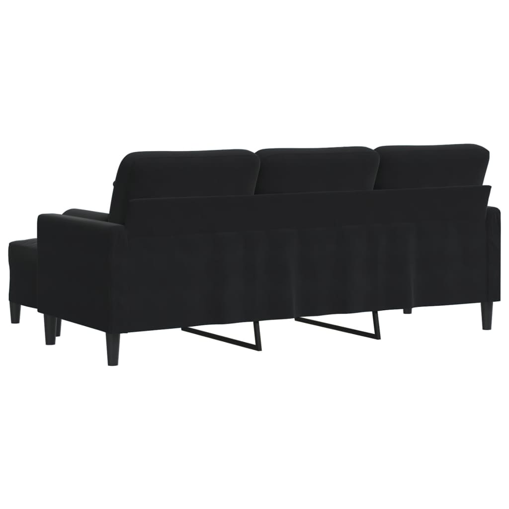 3-personers sofa med fodskammel velour - sort, 180 cm - number 5.
