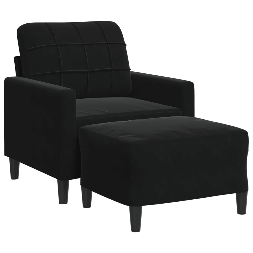 Sofa fotel z podnóżkiem 60 cm welur - czarny - number 2.