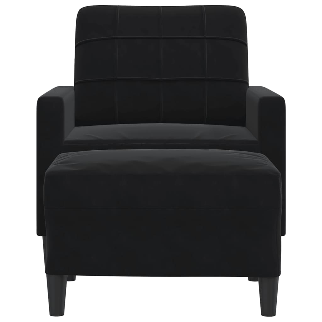 Sofa fotel z podnóżkiem 60 cm welur - czarny - number 3.