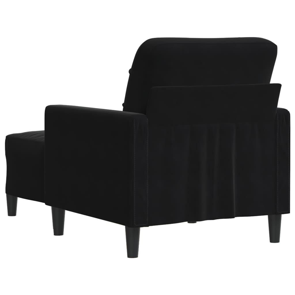 Sofa fotel z podnóżkiem 60 cm welur - czarny - number 5.
