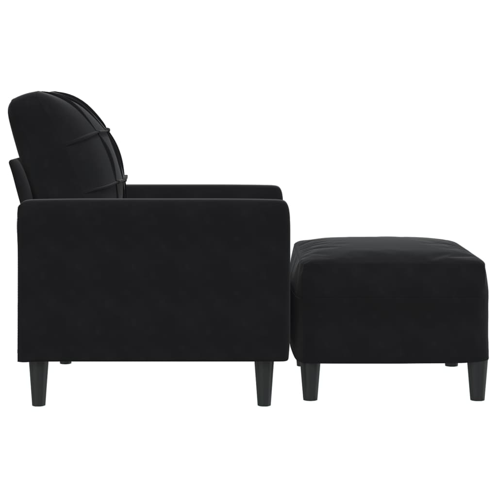 Sofa fotel z podnóżkiem 60 cm welur - czarny - number 4.