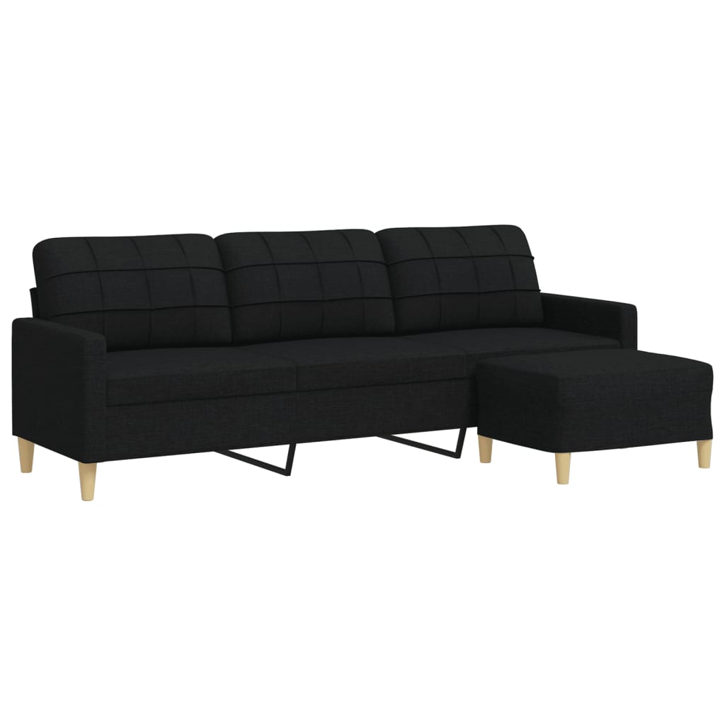 Sofa 3-osobowa z podnóżkiem tkanina - czarna, 210 cm - number 2.