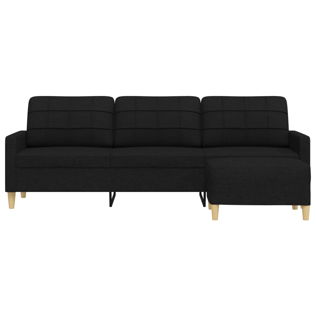 Sofa 3-osobowa z podnóżkiem tkanina - czarna, 210 cm - number 3.