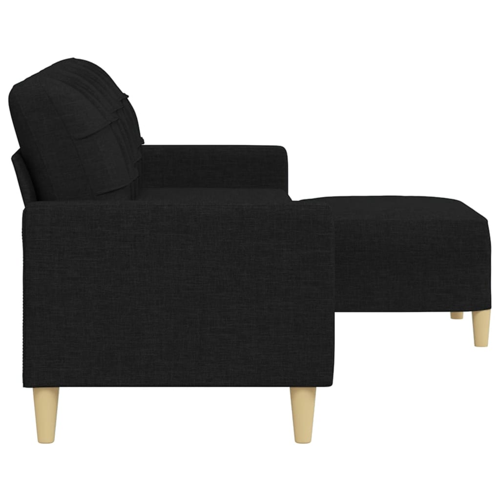 Sofa 3-osobowa z podnóżkiem tkanina - czarna, 210 cm - number 4.