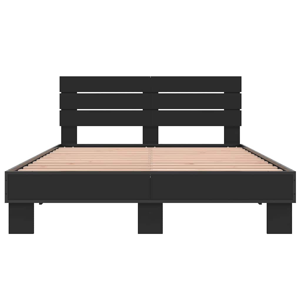 Sengestel konstrueret træ og metal - sort, 140 x 200 cm - number 4.