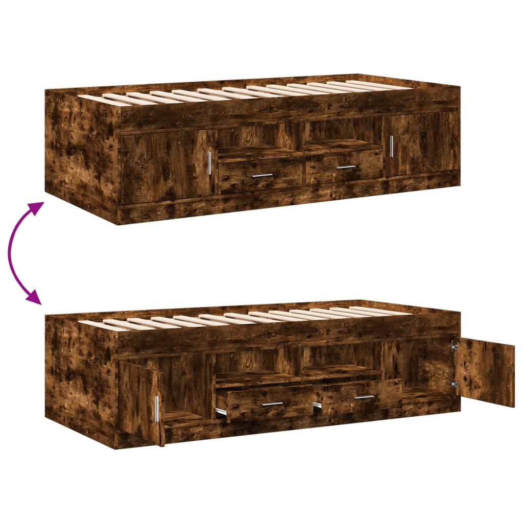 Daybed med skuffer uden madras - røget eg, 90 x 190 cm - number 7.