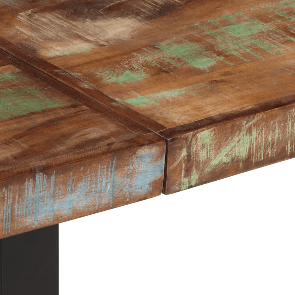 Bænk 160 cm massivt genbrugstræ og stål - number 6.