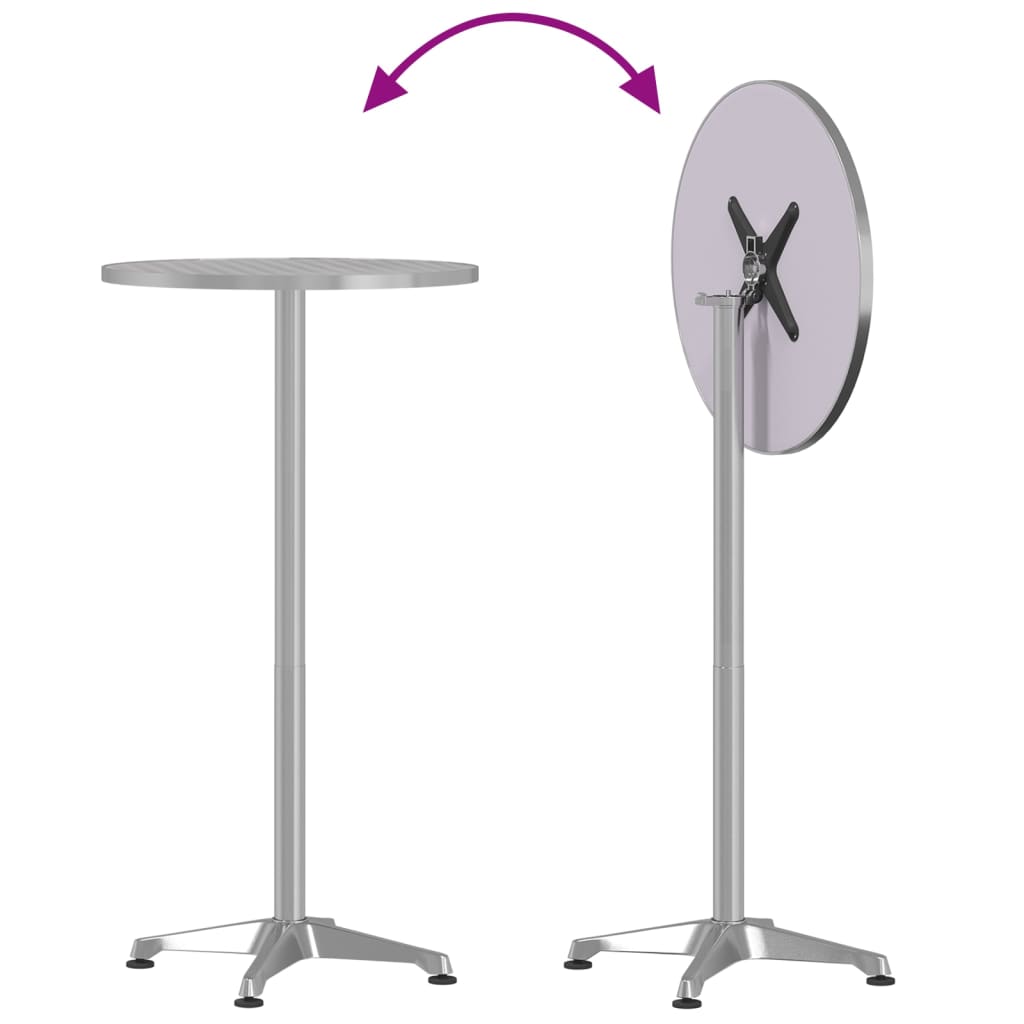 Udendørs barbord ø59,5x70/114,5 cm højdejusterbart aluminium - number 6.