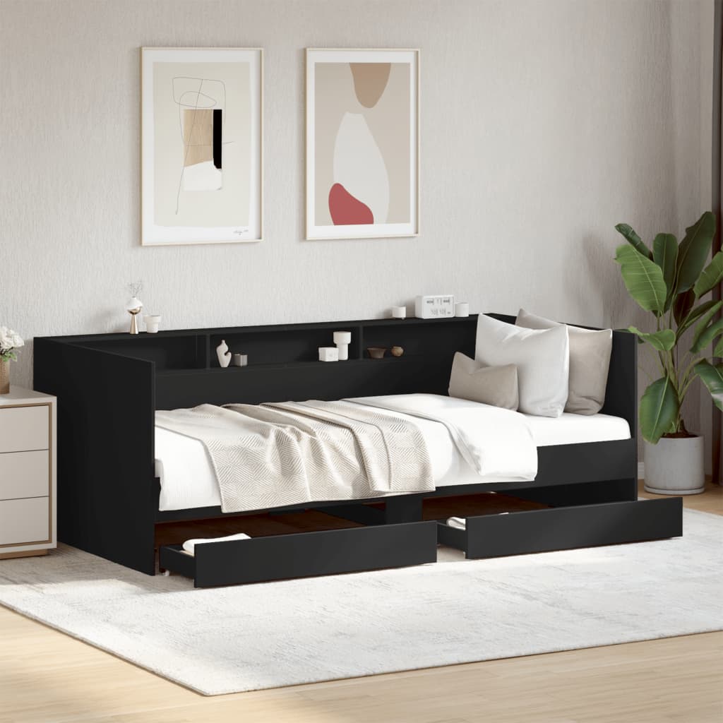 Daybed med skuffer uden madras - sort, 75 x 190 cm - number 1.