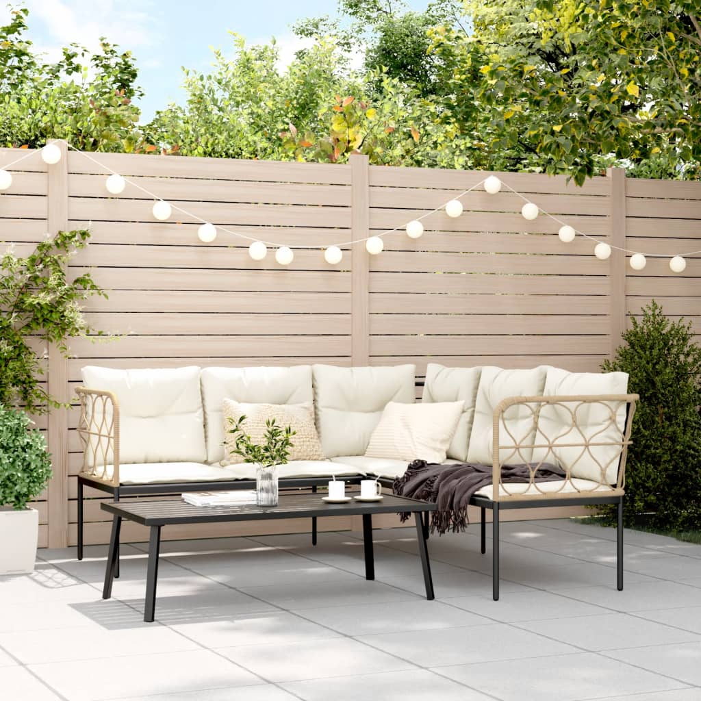 Vanjski set kauča s jastucima čelik i tekstil crni - bijeli, 1 - number 3.