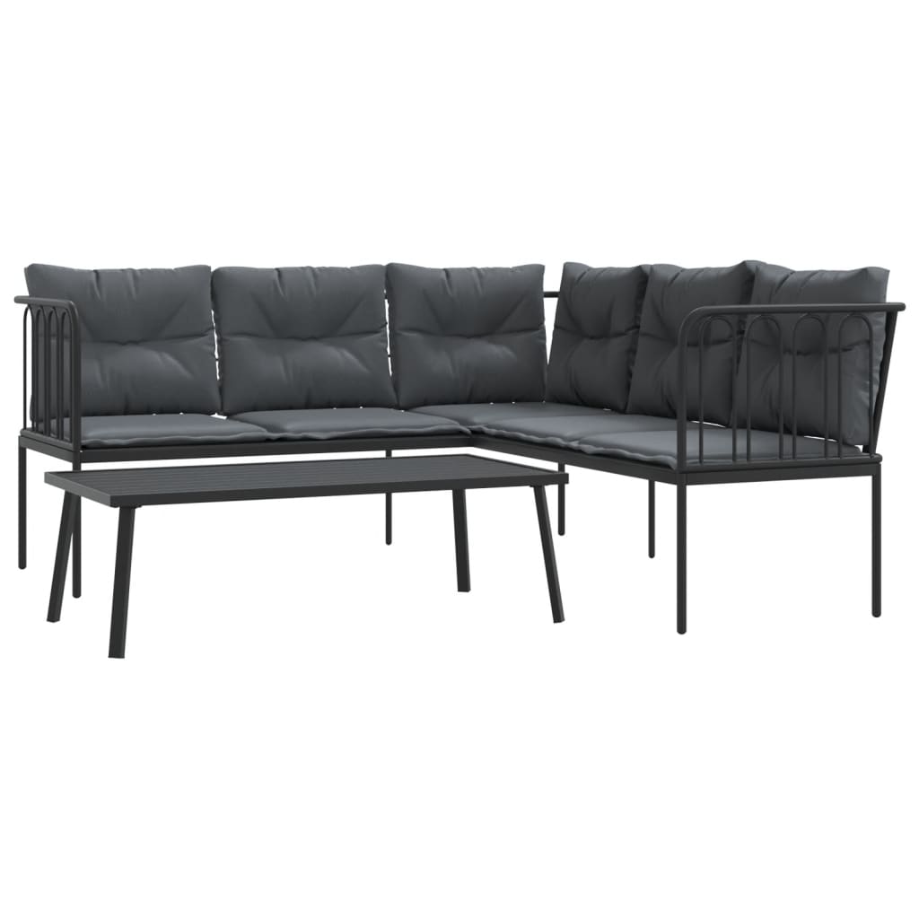 Outdoor sofa set with cushions steel and textilene black - tube, 1 - number 2.