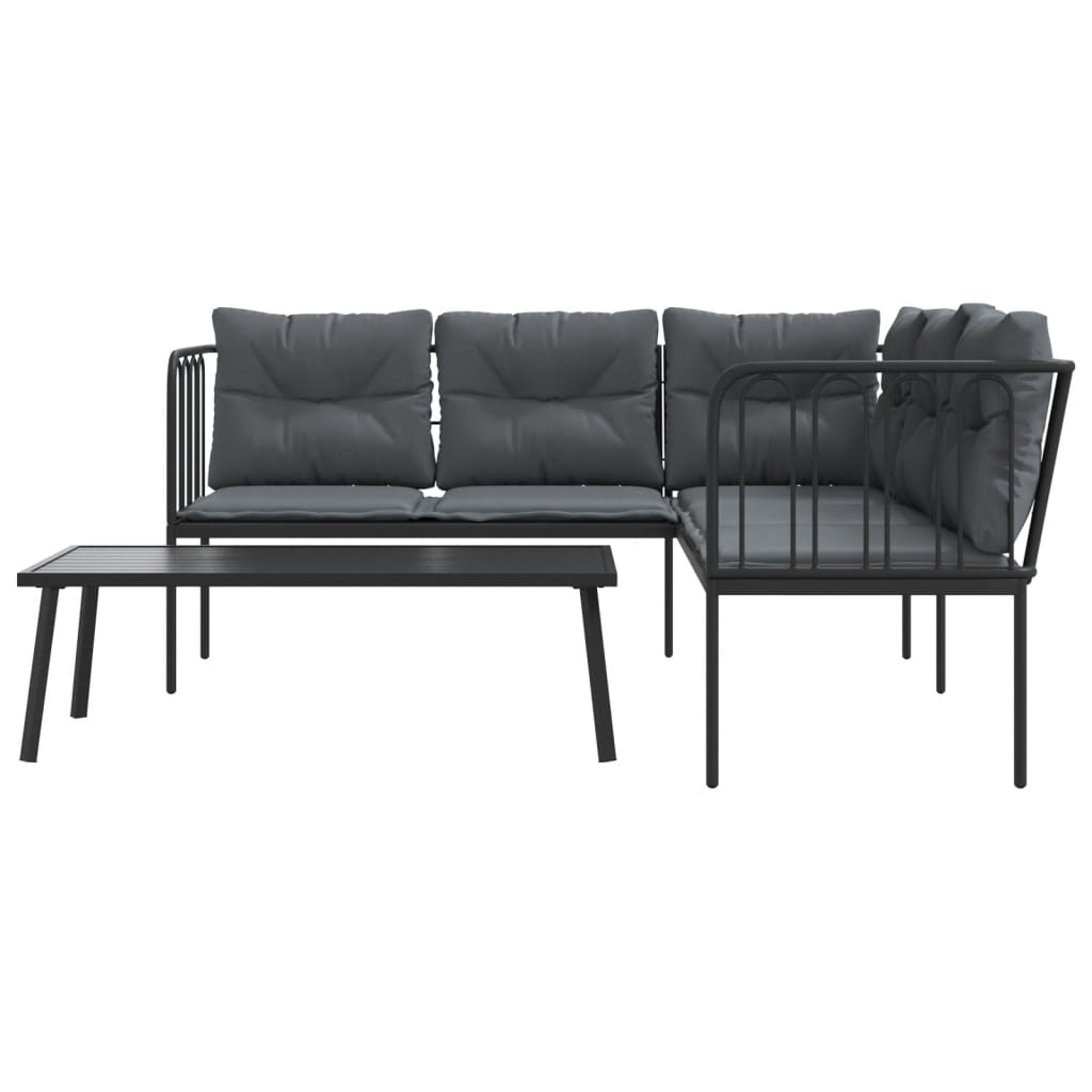 Outdoor sofa set with cushions steel and textilene black - tube, 1 - number 5.