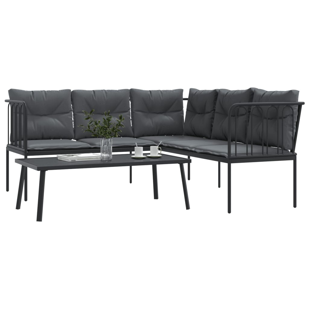 Outdoor sofa set with cushions steel and textilene black - tube, 1 - number 4.