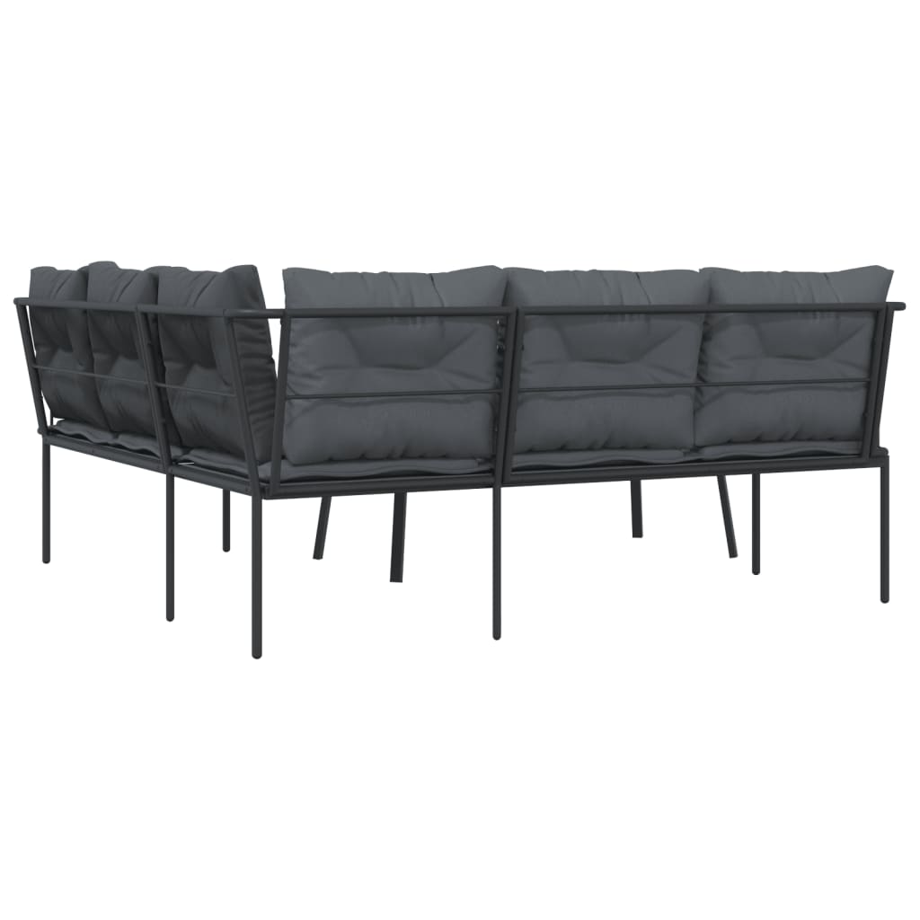 Outdoor sofa set with cushions steel and textilene black - tube, 1 - number 7.