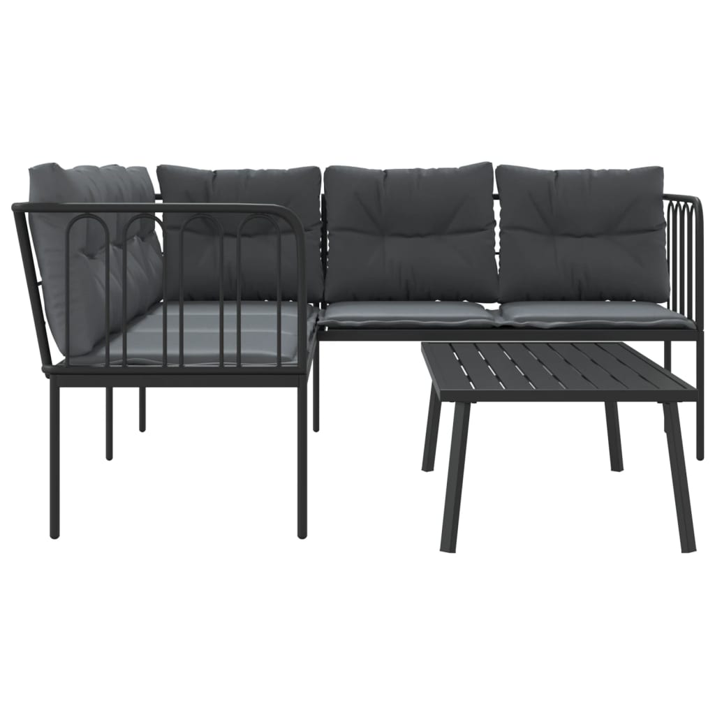 Outdoor sofa set with cushions steel and textilene black - tube, 1 - number 6.
