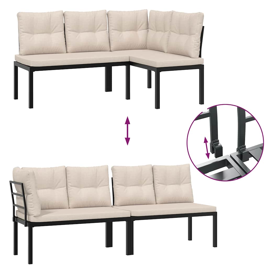 Kauč set za vrt 6 dijelova s ​​jastucima s prahom obloženim čeličnim crnim - siva -brown, bez stola, 1 - number 6.