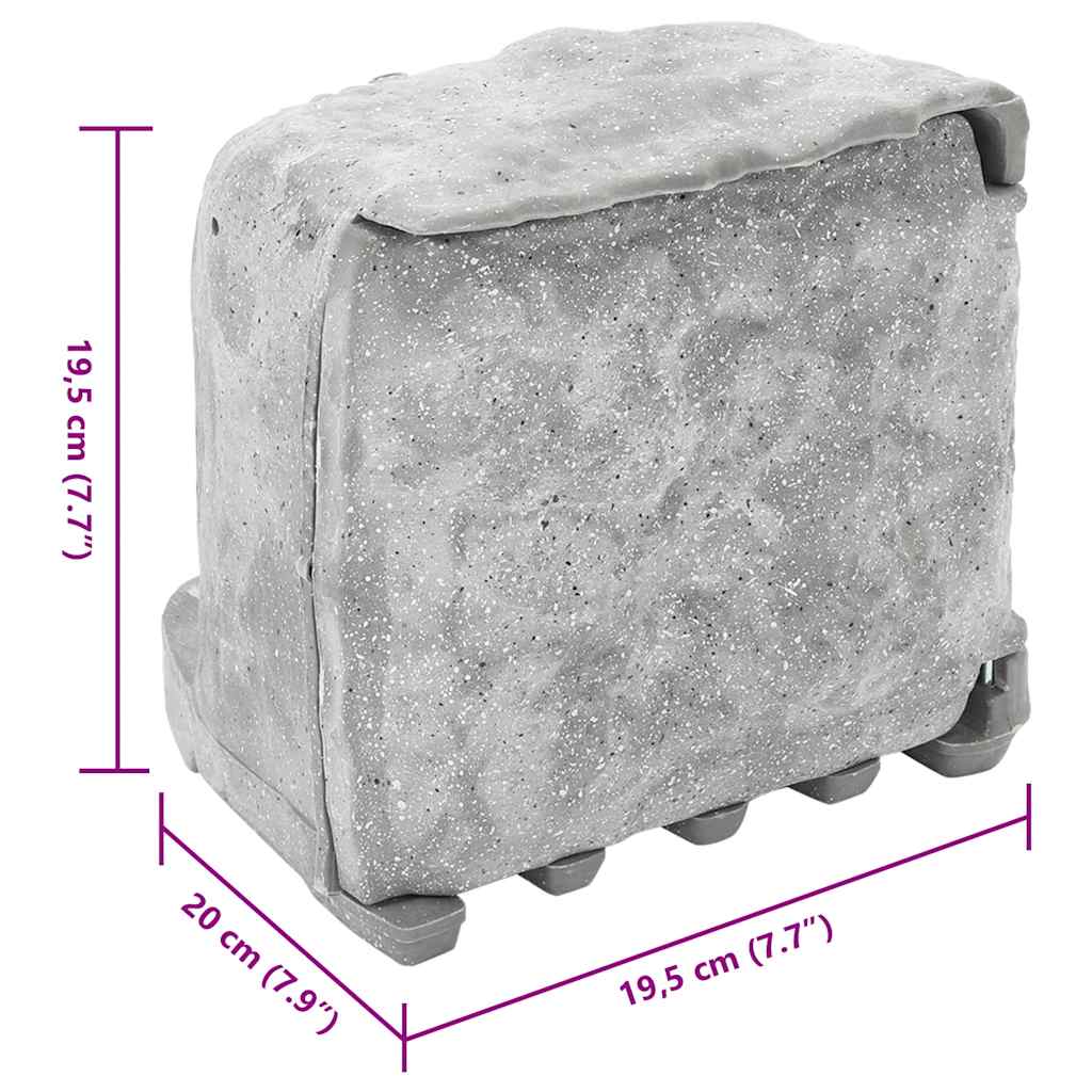 Udendørs strømforsyning 4-vejs m. spyd + lyssensor stenlook grå - number 10.