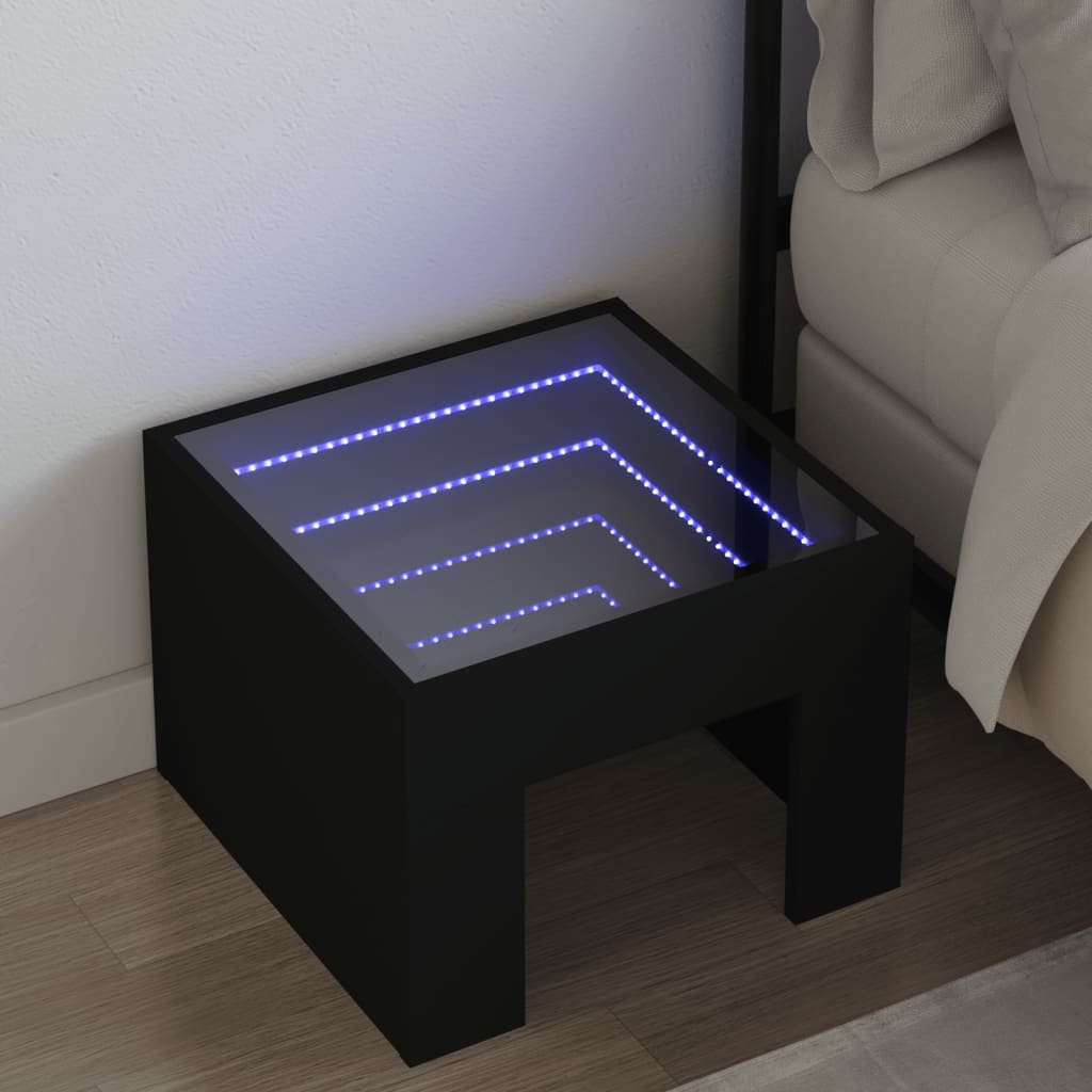 Noćni ormarić s infinity led svjetlom 40x40x30 cm - crni, ooo 1, 1 - number 1.
