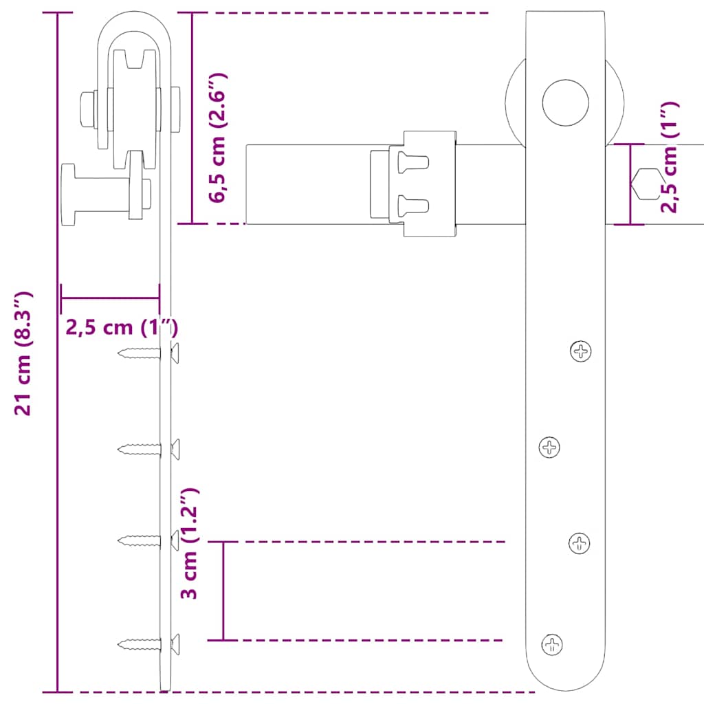 Ensemble de portes coulissantes pour armoires en acier au carbone 213 cm - 213 x 2,5 x 21 cm (l x l x h) - number 11.