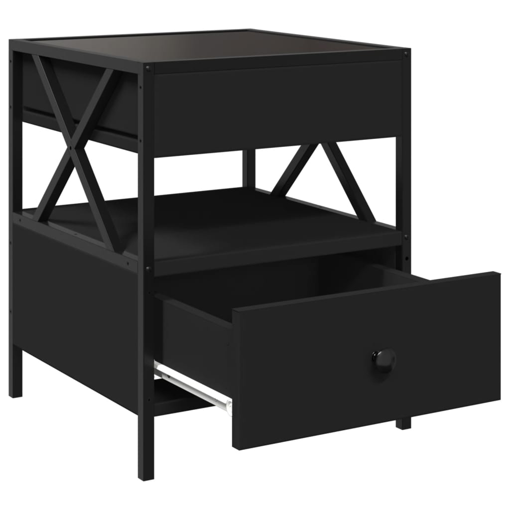 Sengebord med infinity led-lys 40x40x51 cm - sort, 1 - number 12.