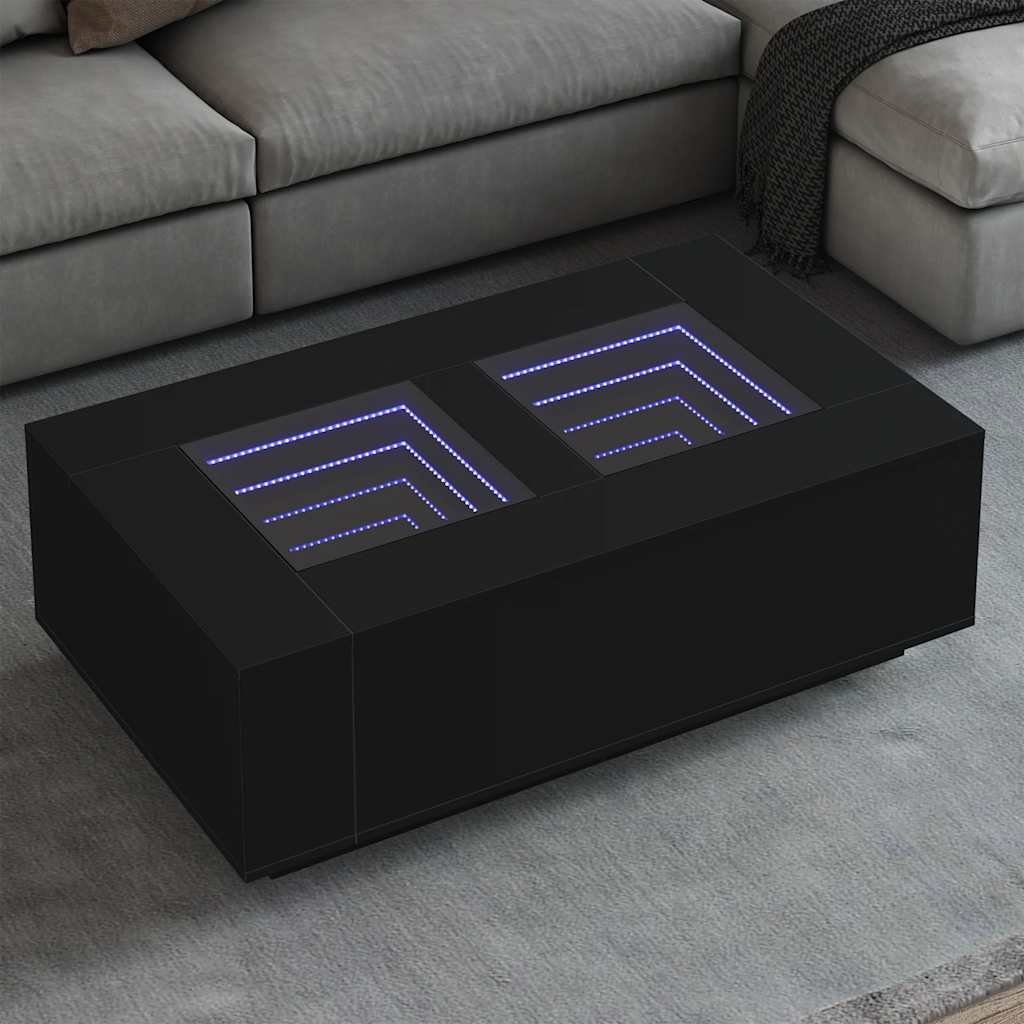 Sofabord med infinity led-lys - sort, 116 x 69 x 40 cm, 1 - number 1.