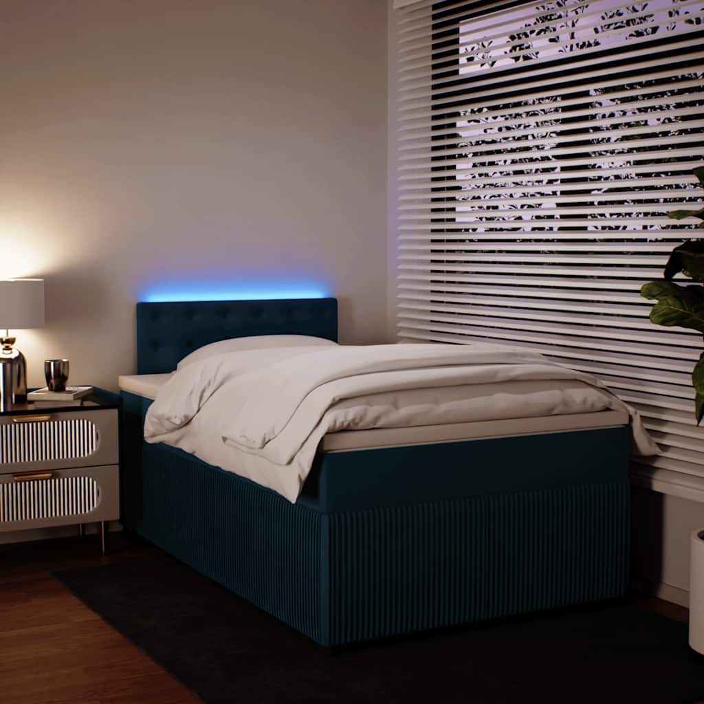 Kontinentalseng fløjl - blå, 120 x 200 cm, knapper - number 4.