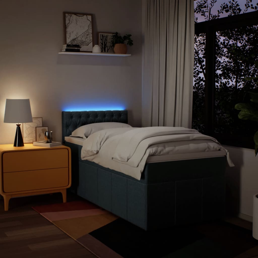 Kontinentalseng med madras stof - blå, 80 x 200 cm, med pynteknapper - number 5.