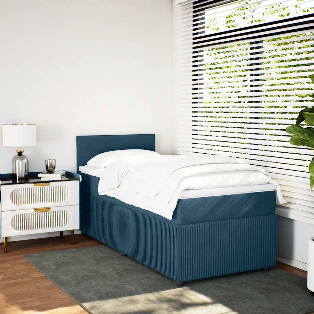 Continental bed with mattress velvet - blue, 80 x 200 cm, with uniform pattern - number 4.