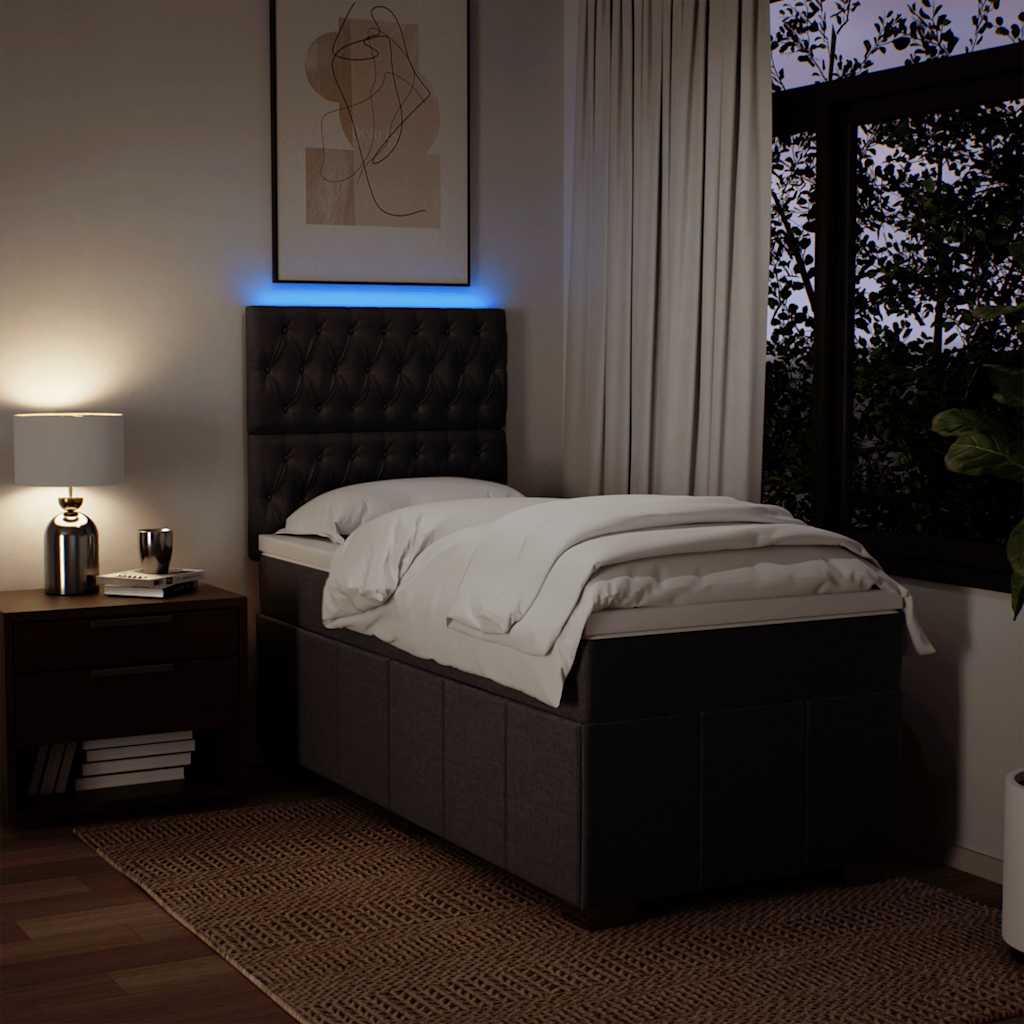 Łóżko kontynentalne z materacem materiałowym - ciemny brąz, 90 x 200 cm, z ozdobnymi guzikami - number 4.