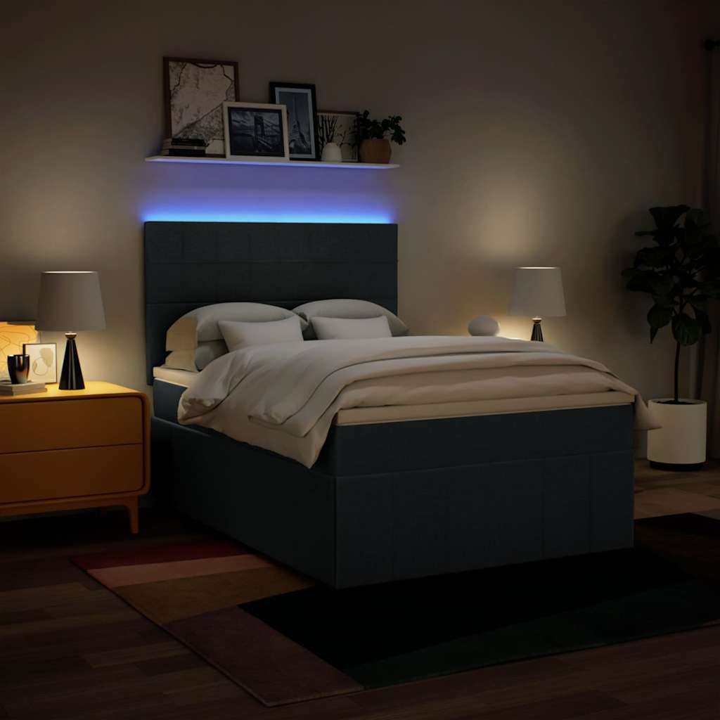 Kontinentalni krevet s tkaninom madraca - plava, 140 x 190 cm, blok s kvadratima - number 4.