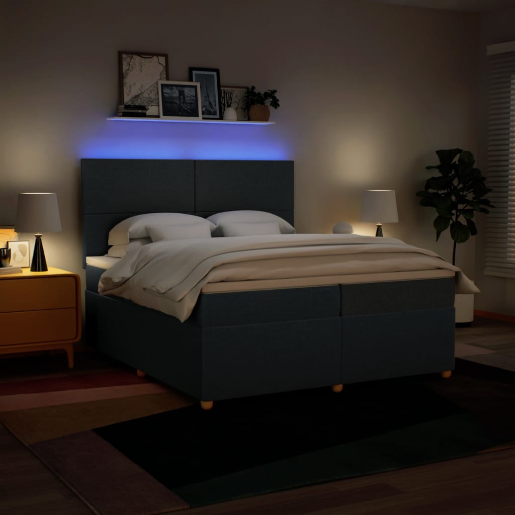 Kontinentalseng med madras stof - blå, 200 x 200 cm, med ensartet mønster - number 5.