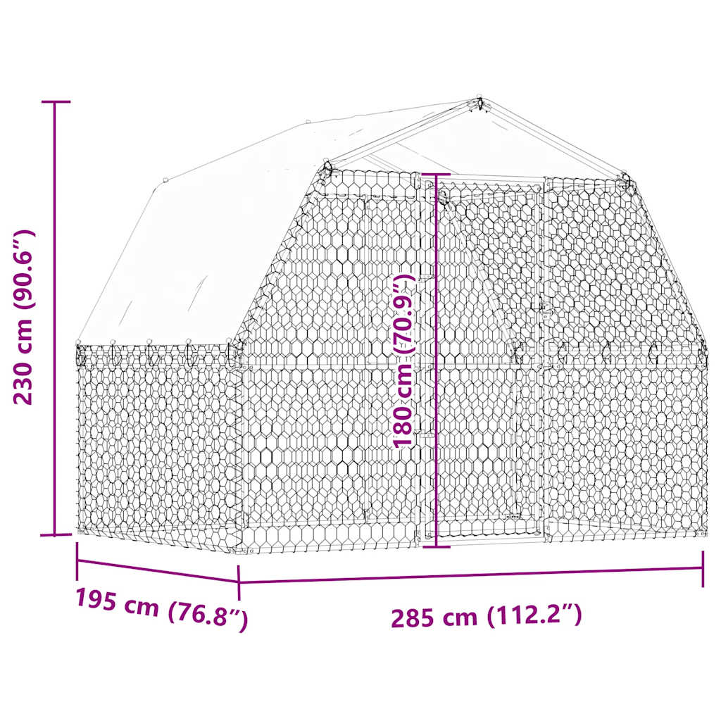 Niche pour chien avec toit et portail en acier galvanisé argent - 285 x 195 x 230 cm - number 8.