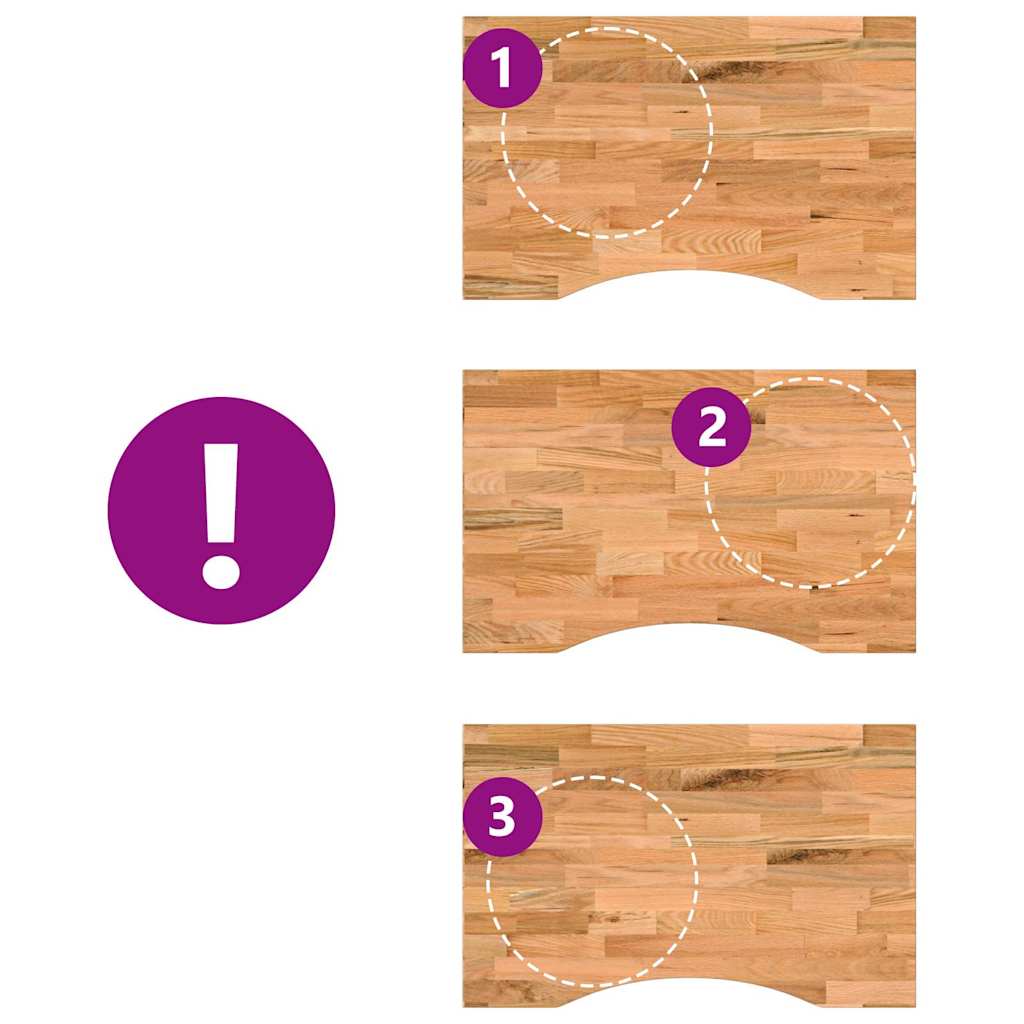 Bordplate 80x60x2,5 cm massiv eik rektangulær - lysebrun, 80 x 60 x 2,5 cm, 1 - number 7.