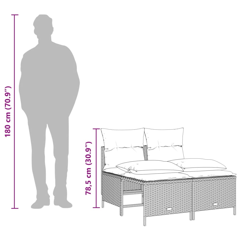 Sofasett 5 deler med puter polyrattan - lys grå, med baldakin, 1 - number 8.
