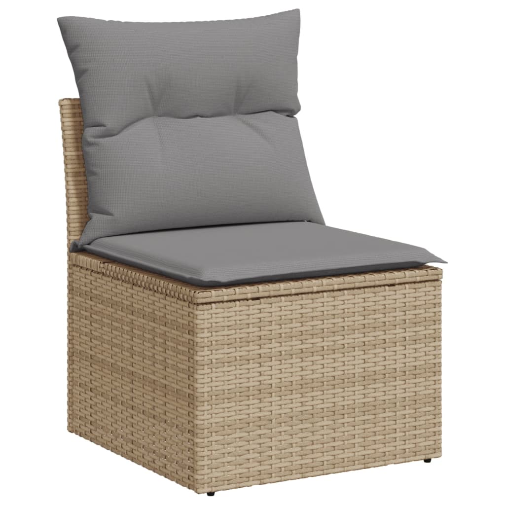Hagesett sett 5 deler med puter polyrattan beige - blandet beige og lysegrå, ooo 3, 1 - number 4.