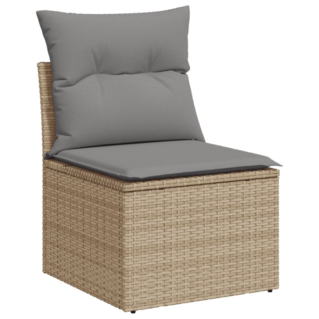Hagesett sett 5 deler med puter polyrattan beige - blandet beige og lysegrå, ooo 2, 1 - number 5.