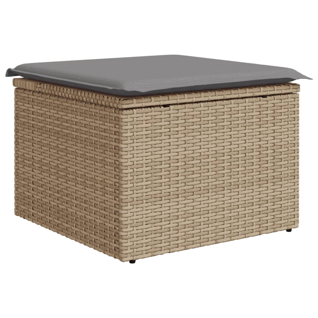 Hagesett sett 7 deler med puter polyrattan beige - blandet beige og lysegrå, ooo 4, 1 - number 4.