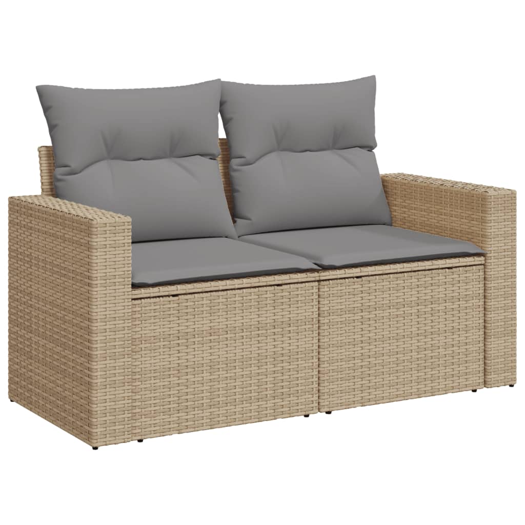 Hagesett sett 8 deler med puter polyrattan beige - blandet beige og lysegrå, ooo 15, 1 - number 4.
