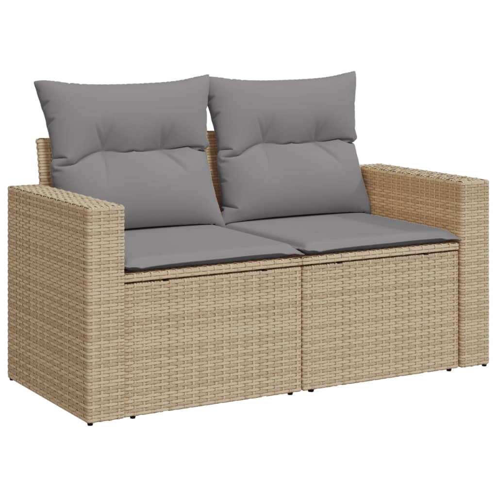 Hagesett sett 7 deler med puter polyrattan beige - blandet beige og lysegrå, ooo 9, 1 - number 4.