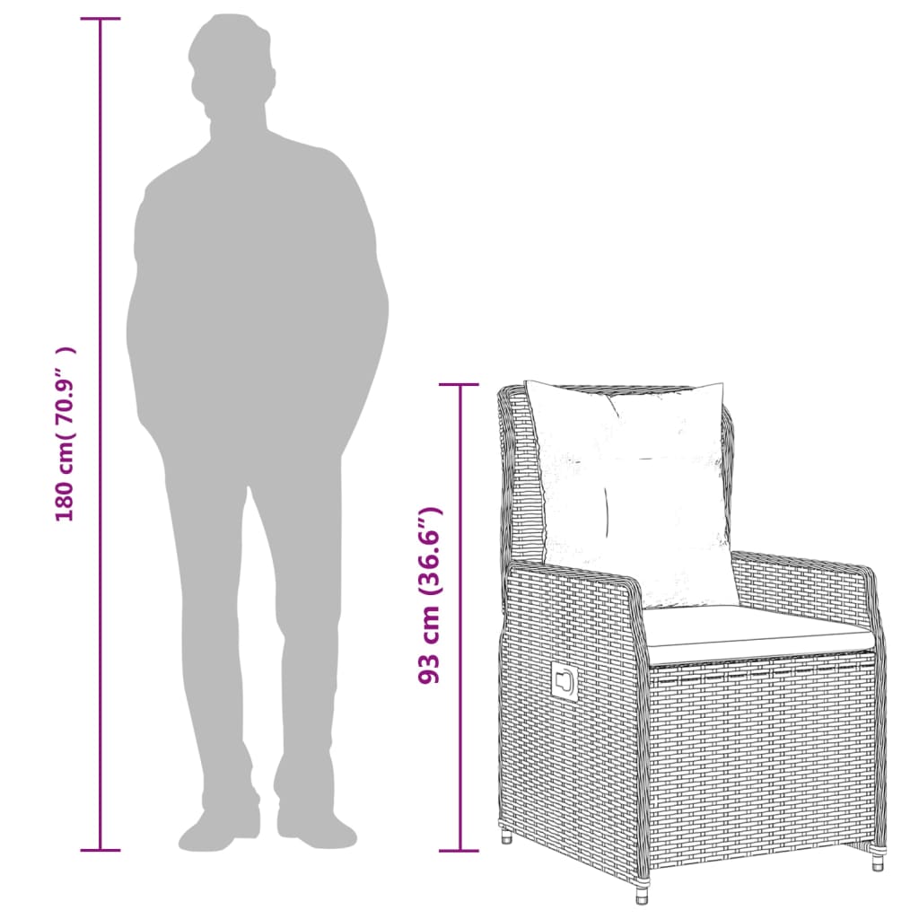 Bistro garnitura za vrtne dijelove s jastucima poliratan - siva, dužina stola 80 cm, 3 - number 10.