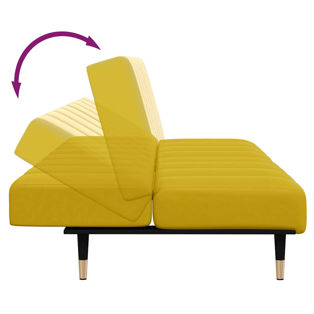 2-personers sovesofa med fodskammel velour gul - number 8.