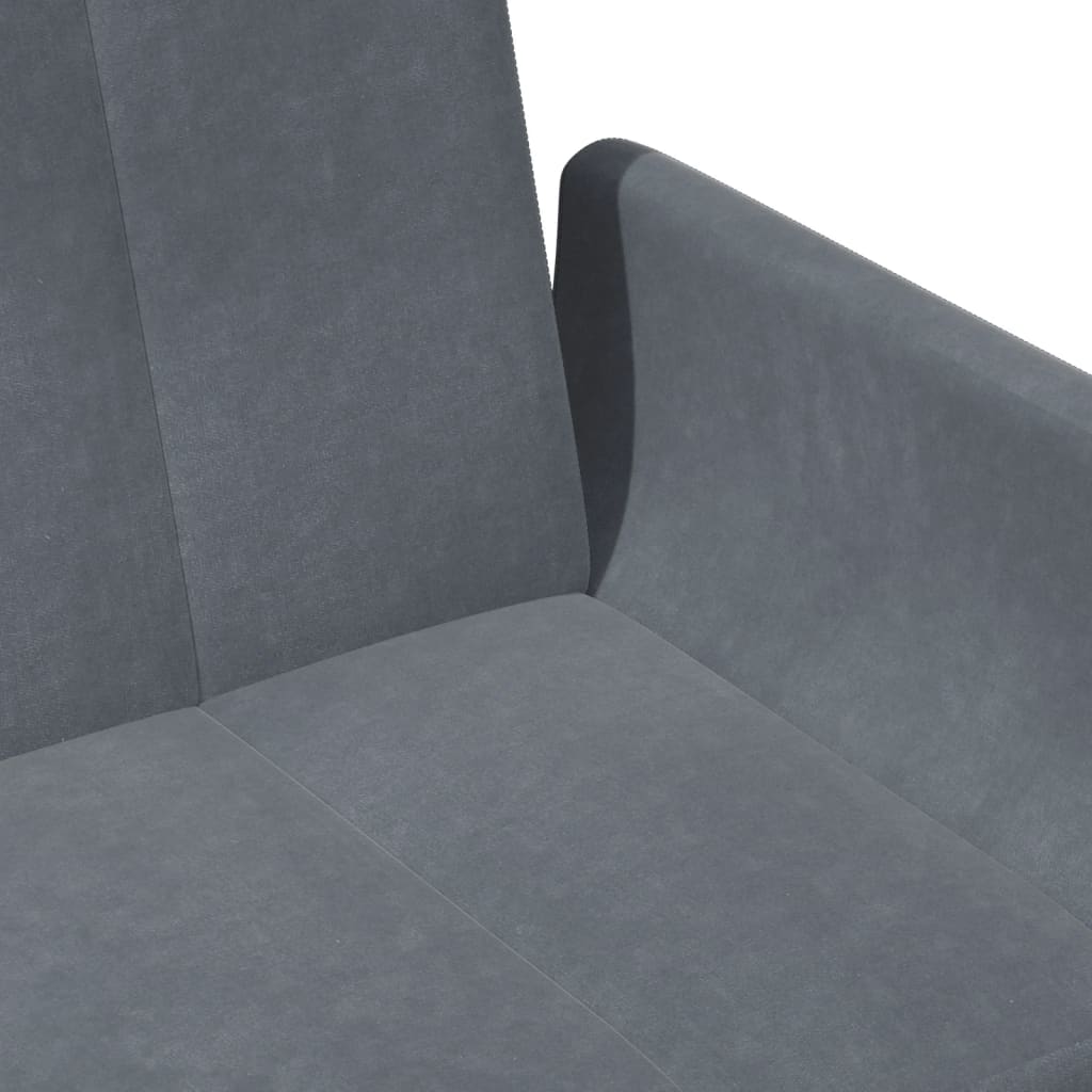 2-seters sovesofa med fotskammel i velur - mørkegrå, med armlener - number 9.
