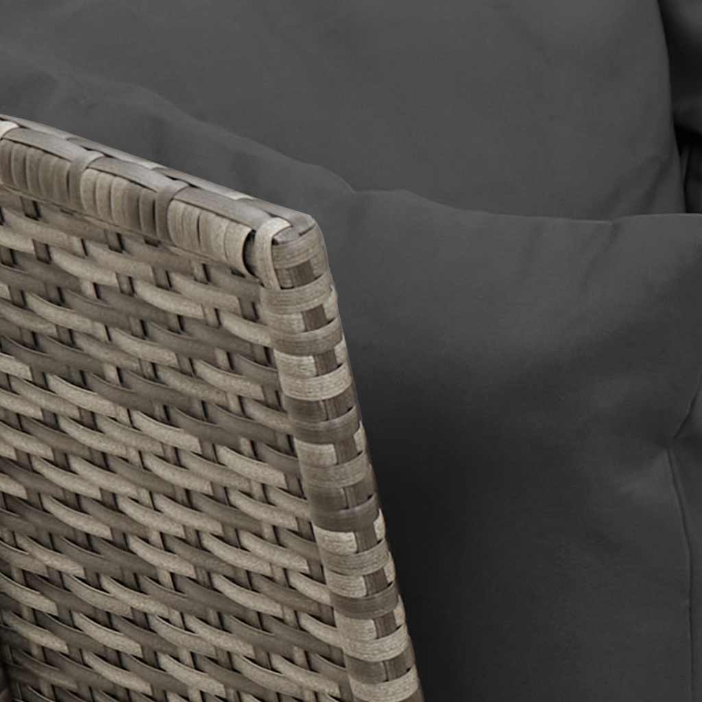 Vrtna tava 3 dijela s jastucima polirattan siva - 2x kutni dijelovi + stol, siva i tamno siva, 4 - number 11.